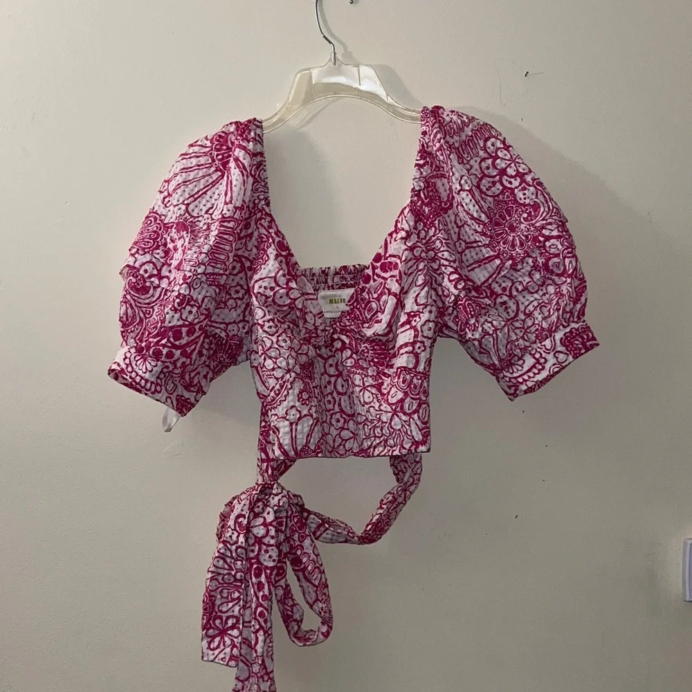 Maeve Pink Floral Crop Top - Picture 3 of 6